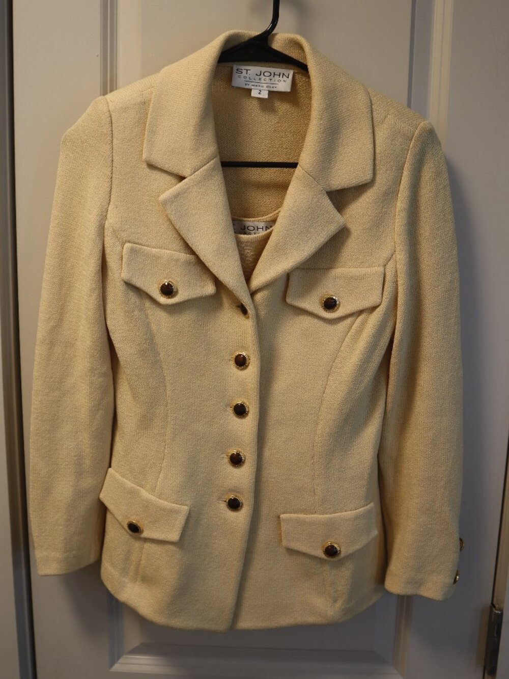 St. John Collection by Marie Gray Women's Blazer Shell Set Size 2 Pale Yellow